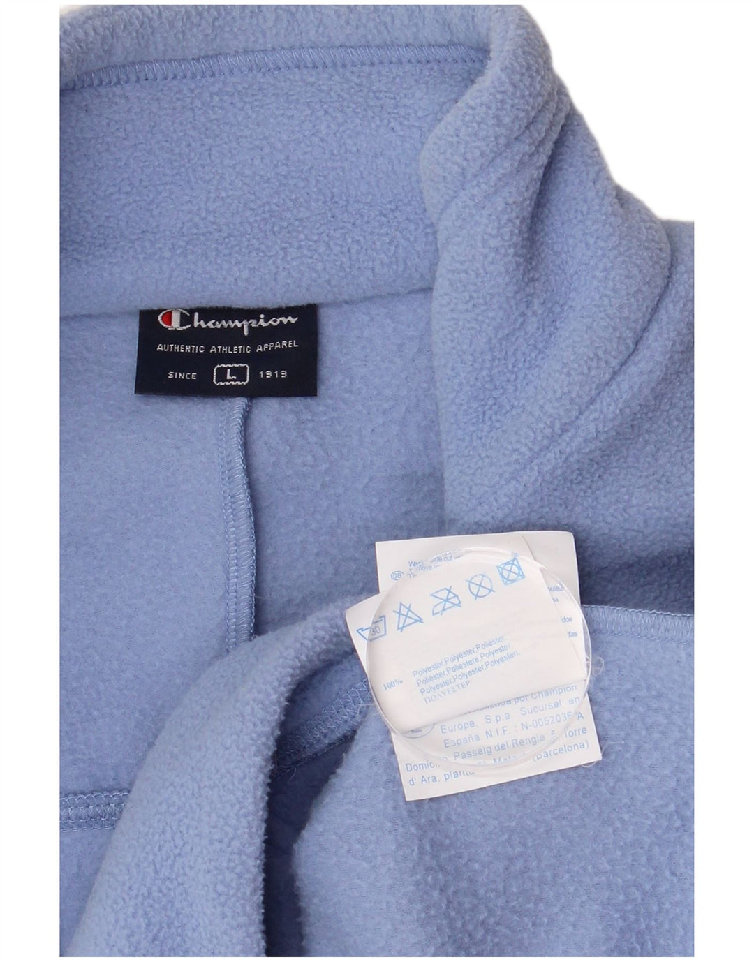 Męski sweter polarowy Champion z zamkiem błyskawicznym i dużym niebieskim poliestrem
