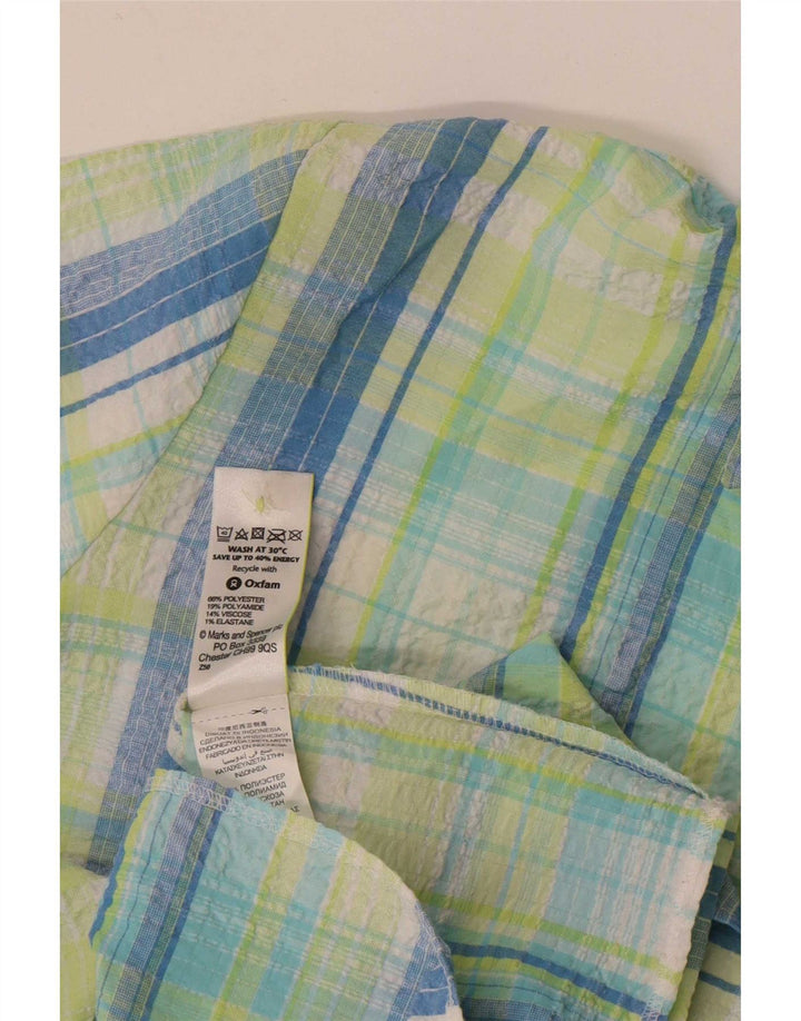 Damska koszulka z krótkim rękawem Marks & Spencer UK 22 3XL, poliester w zieloną kratkę