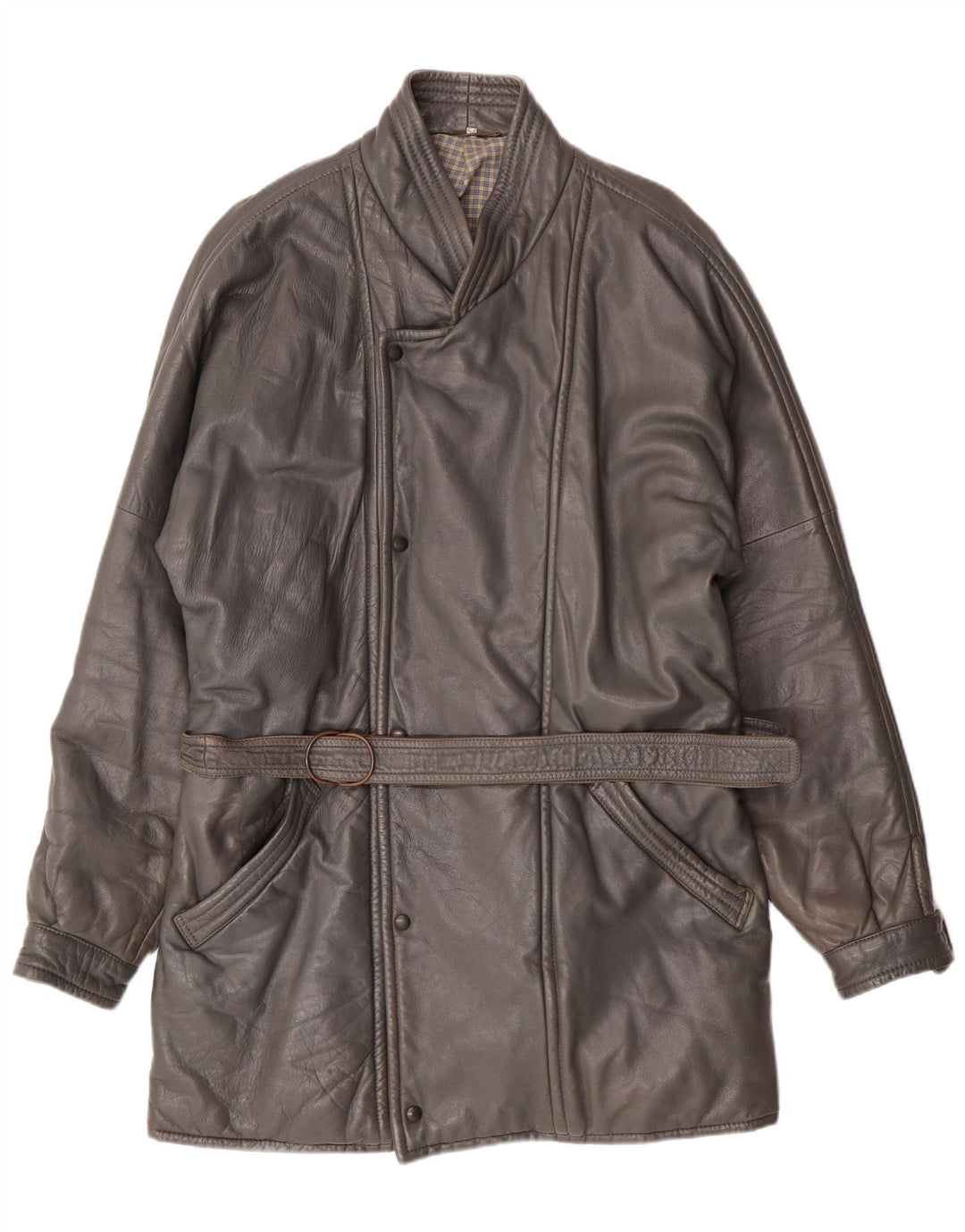 DRESSCO Męski płaszcz skórzany IT 54 2XL Szara skóra