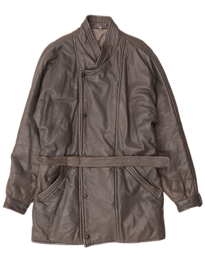 DRESSCO Męski płaszcz skórzany IT 54 2XL Szara skóra