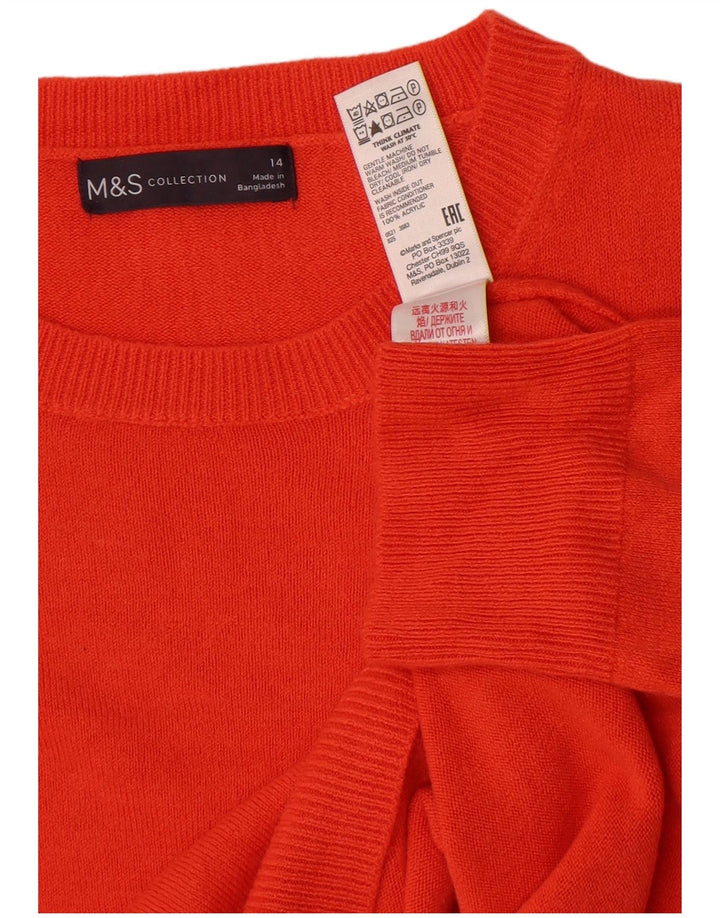Marks & Spencer Damski sweter z okrągłym dekoltem UK 14 Średni pomarańczowy akryl