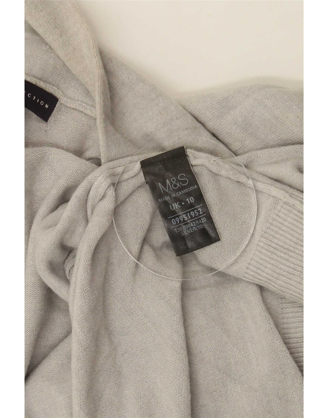 Marks & Spencer Damski sweter o przedłużonym fasonie, UK 10, mały, srebrny, akrylowy