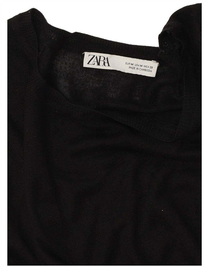 Sweter damski Zara z dekoltem w łódkę UK 14, średni czarny