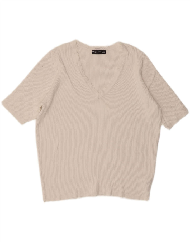MARKS & SPENCER Womens Blouse Top UK 18 XL White Viscose Vintage Marks & Spencer and Second-Hand Marks & Spencer from Messina Hembry 