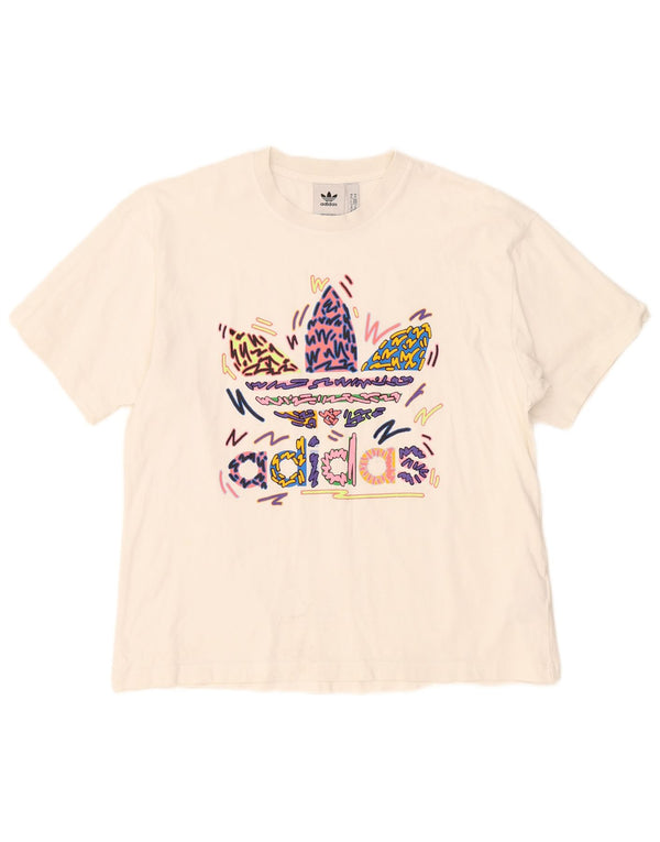 Męska koszulka z grafiką Adidas, średnia, biała bawełna