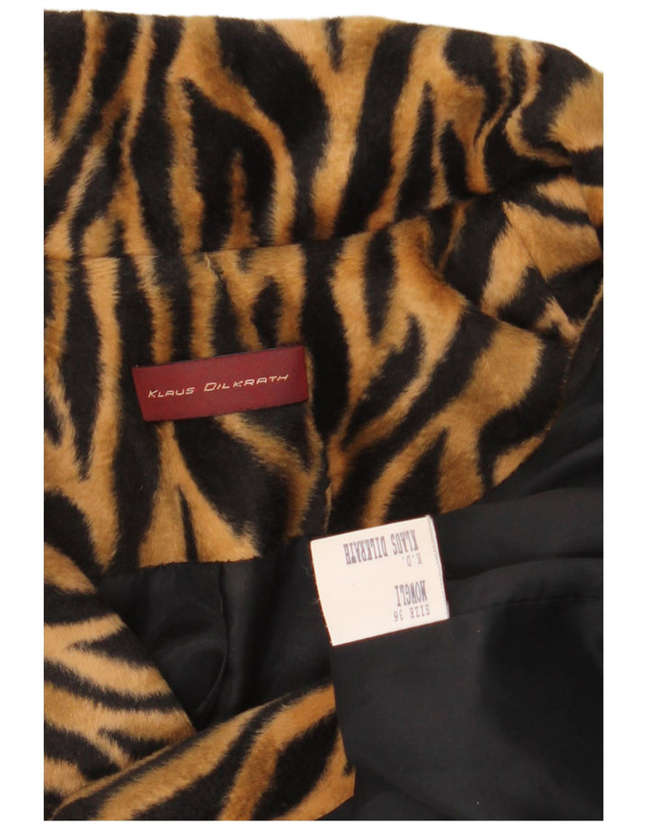 Damska marynarka VINTAGE zapinana na 2 guziki EU 36 Mały brązowy nadruk zwierzęcy