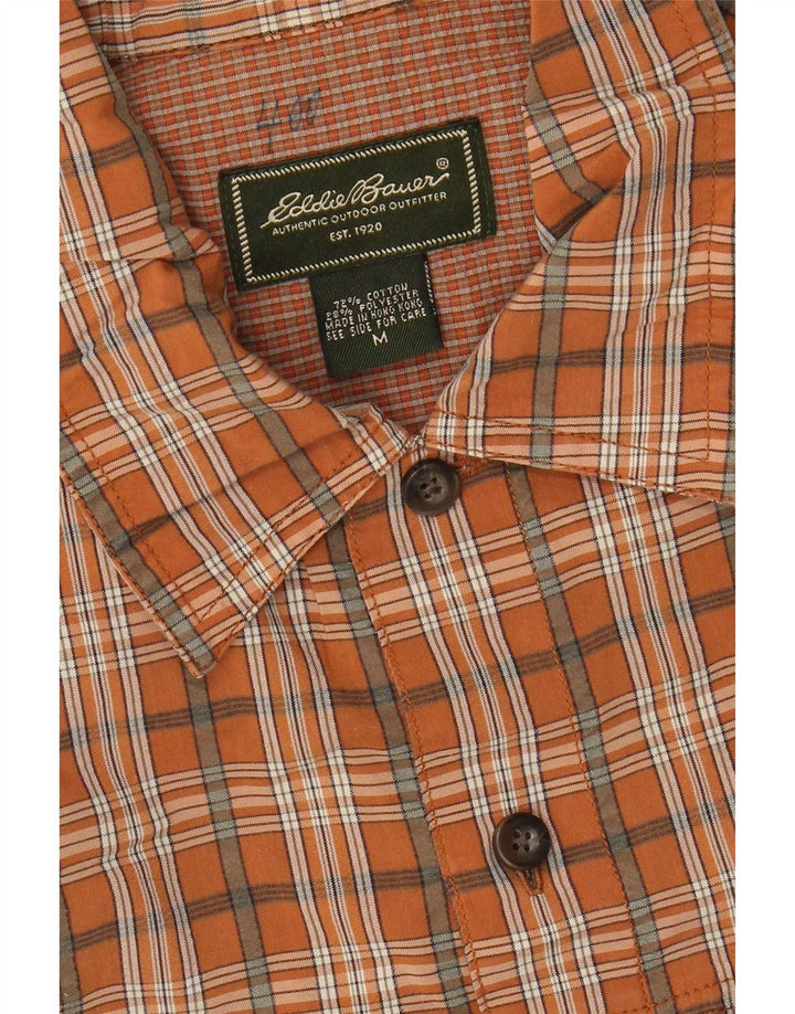 Eddie Bauer Męska koszula z krótkim rękawem Średnia pomarańczowa kratka bawełniana