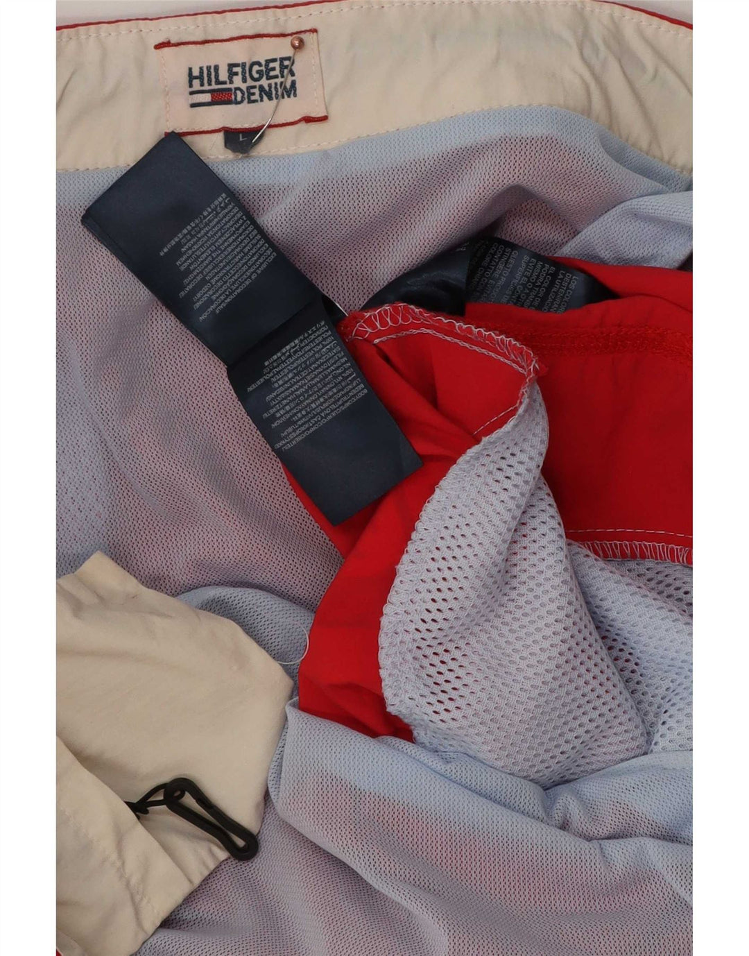 Męskie spodenki kąpielowe Tommy Hilfiger z grafiką, duże, czerwone, poliestrowe