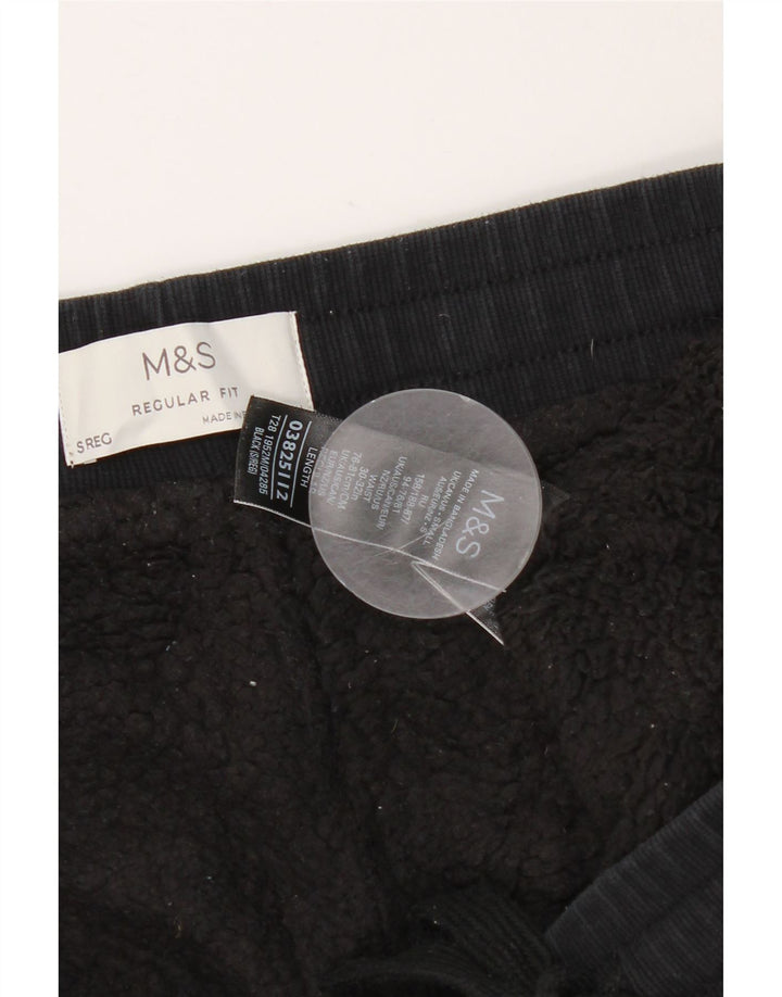 Marks & Spencer Męskie spodnie wiatrówkowe o regularnym kroju, małe, czarne, bawełniane