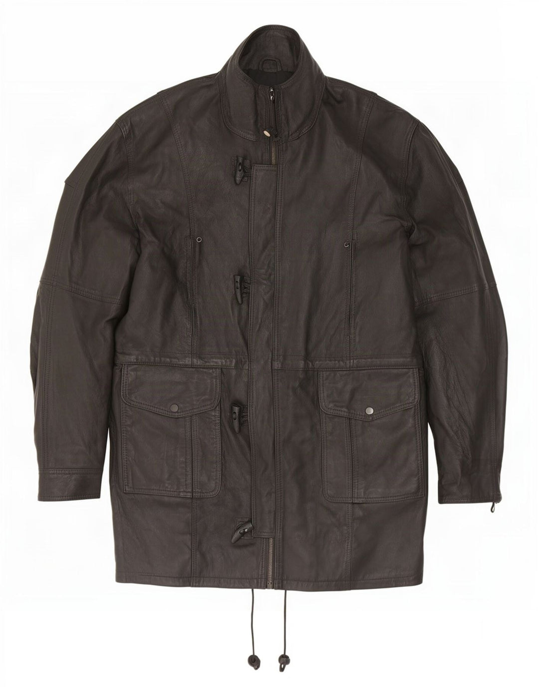 Vintage męska kurtka skórzana typu Duffle UK 42 XL czarna