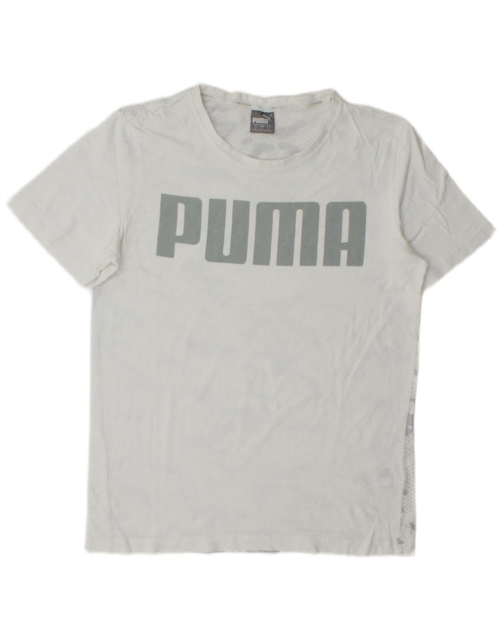 Męska koszulka z grafiką Puma, mała, biała, bawełniana w kamuflażu