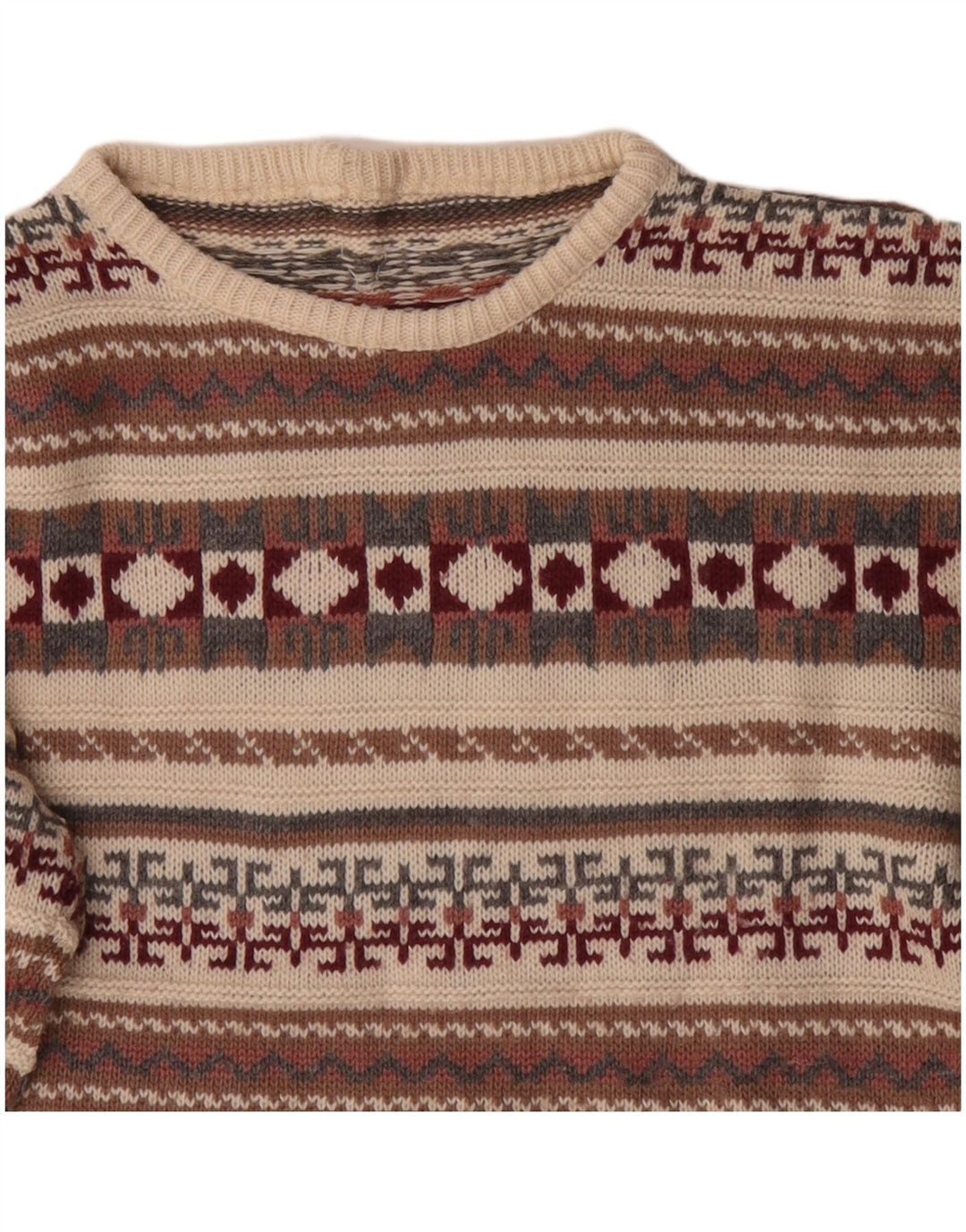 Vintage męski sweter z okrągłym dekoltem, średnio wielobarwny, geometryczny