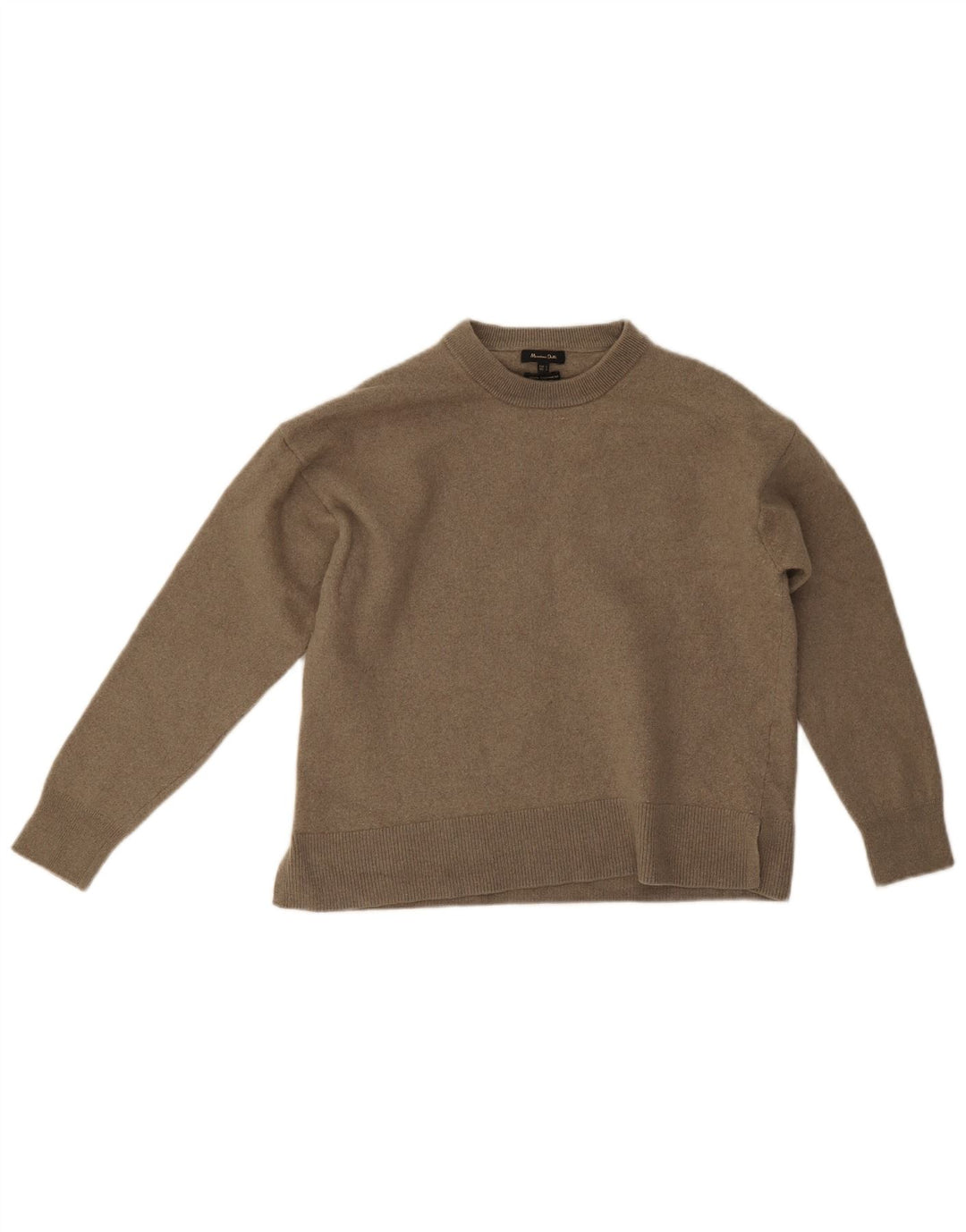 Sweter damski Massimo Dutti z okrągłym dekoltem UK 14, duży, szary, wełniany