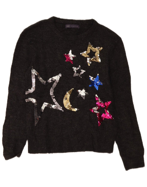 Damski sweter Marks & Spencer z graficznym dekoltem w łódkę, UK 10, mały, szary