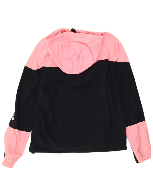 Damska kurtka przeciwdeszczowa z kapturem Superdry, UK 18 XL, czarny nylon w bloki kolorów