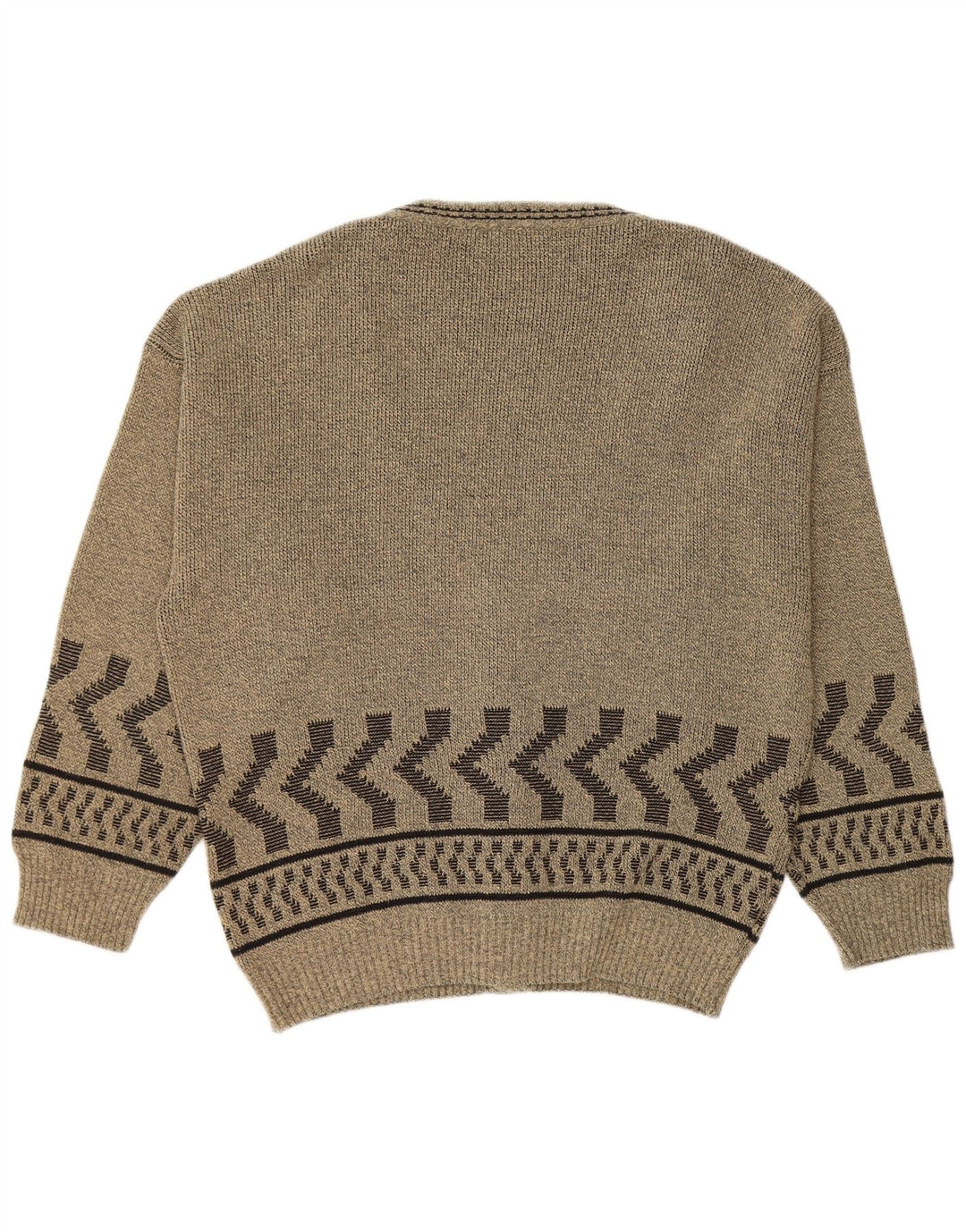 Męski sweter rozpinany VINTAGE, duży, geometryczny, khaki, bawełniany