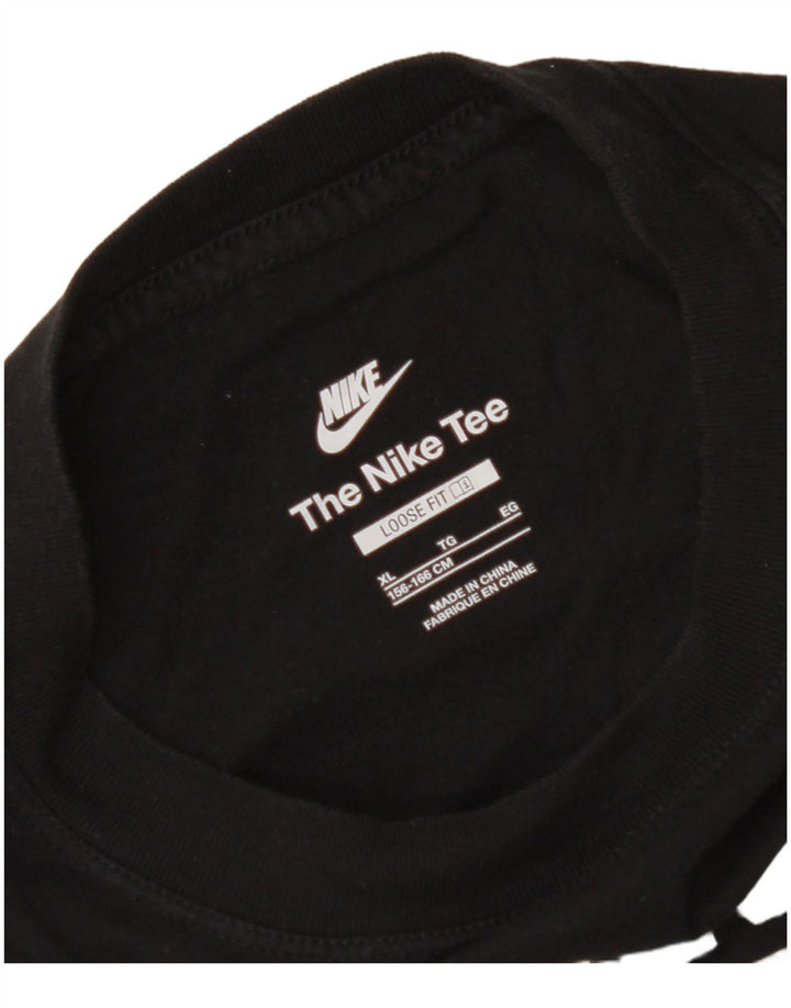 Dziewczęcy T-shirt z luźnym krojem i grafiką NIKE, 13-14 lat XL, czarny
