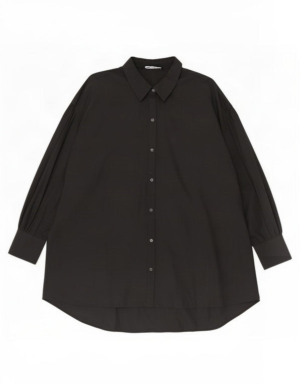 Damska sukienka koszulowa oversize Zara UK 16, duża, czarna, bawełniana