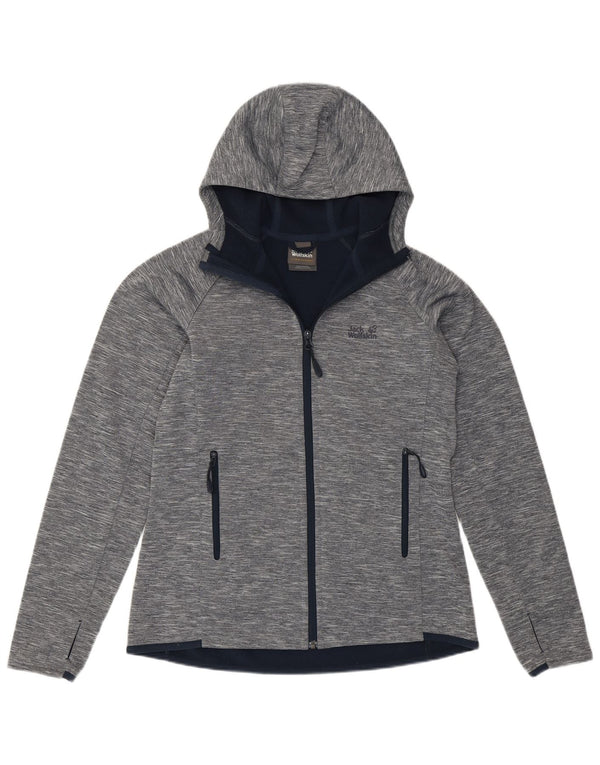 Damski sweter z kapturem i zamkiem Jack Wolfskin UK 12, średni szary, nakrapiany poliester