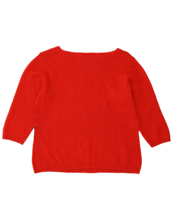 BETTY BARCLAY Womens Crop Boat Neck Jumper Sweater UK 16 Large  Red