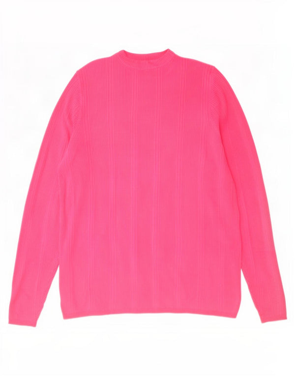Marks & Spencer Damski sweter z okrągłym dekoltem UK 20 2XL Różowy Wiskoza