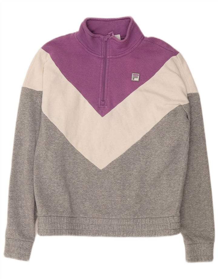 FILA Damska bluza z zamkiem 1/4, UK 14, bawełna w kolorze średniej szarości