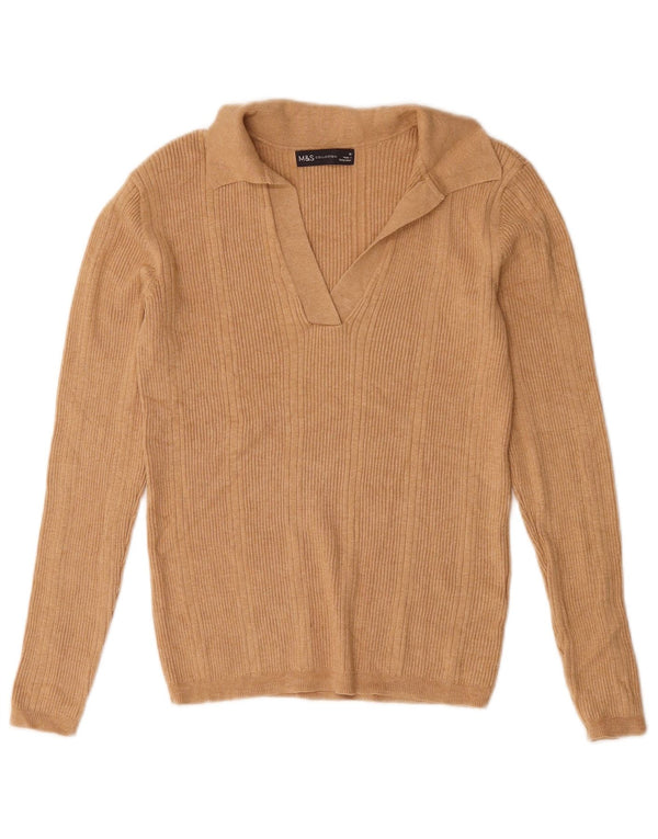 Marks & Spencer Damski sweter oversize z golfem UK 10 Small Beige