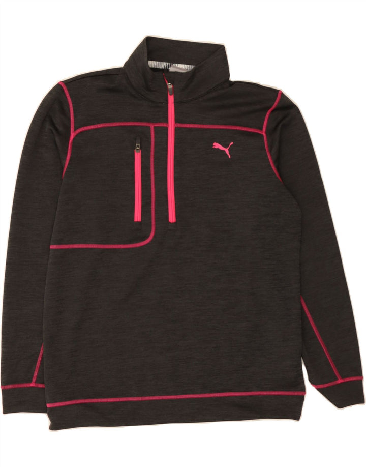PUMA Mens Zip Neck Pullover Tracksuit Top Medium Grey Polyester Vintage Puma and Second-Hand Puma from Messina Hembry 