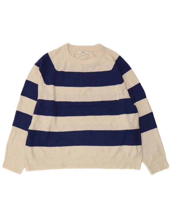 MARKS & SPENCER Damski sweter z okrągłym dekoltem, UK 18 XL, granatowy w paski