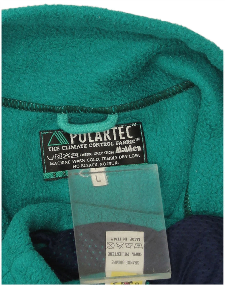 Męska kurtka polarowa Vintage UK 40, duża, zielona, z geometrycznym poliestrem