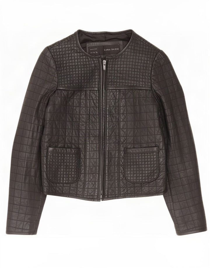 Damska kurtka skórzana Zara Crop UK 12, średnia czarna