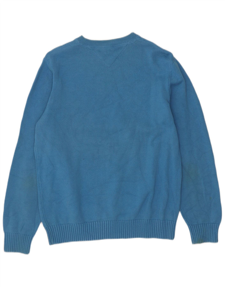 Męski sweter z okrągłym dekoltem Tommy Hilfiger, średnioniebieski, bawełniany