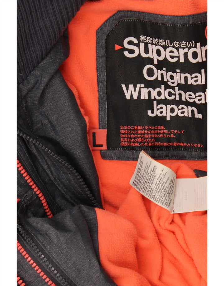 Damska wiatrówka z kapturem Superdry UK 16, duża, szara