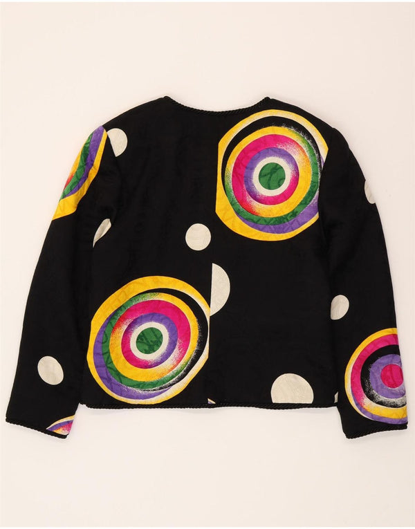 RENZO COUTURE Damska marynarka UK 14, średnia czarna, geometryczna wełna