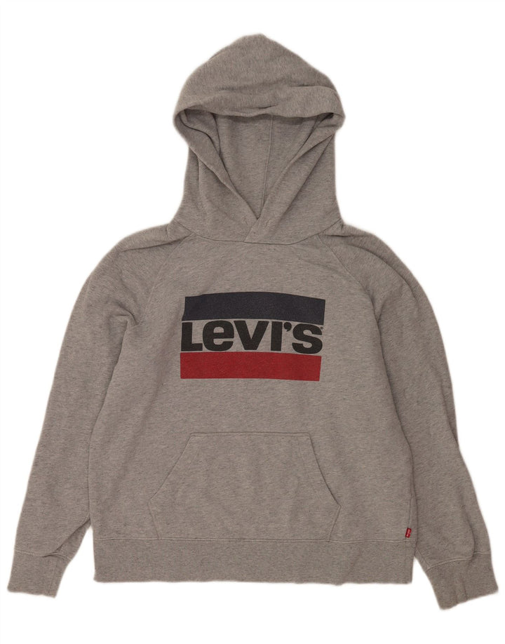 Męski sweter z kapturem z grafiką Levi's, średnioszary, bawełniany