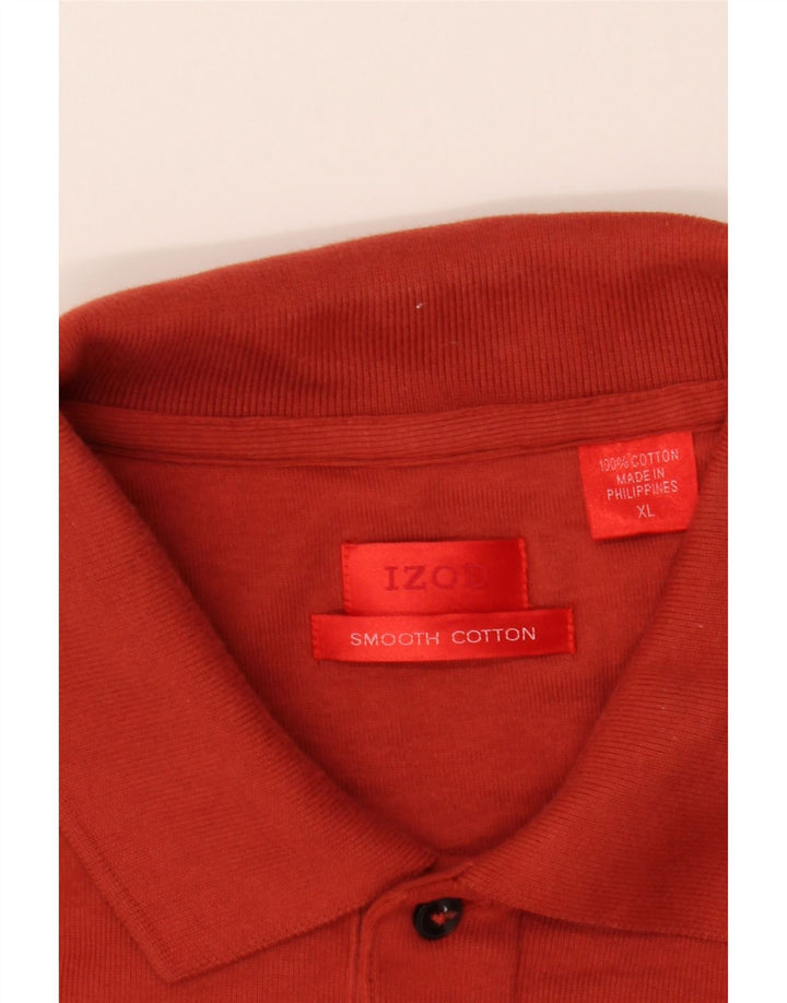 IZOD Mens Long Sleeve Polo Shirt XL Red Cotton Vintage Izod and Second-Hand Izod from Messina Hembry 