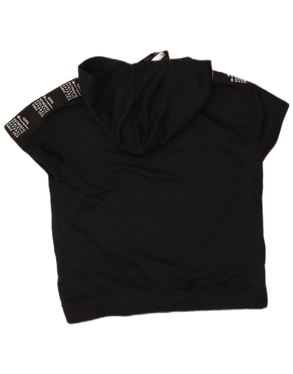 Damska bluza z kapturem Champion Graphic z krótkim rękawem UK 16, duża czarna