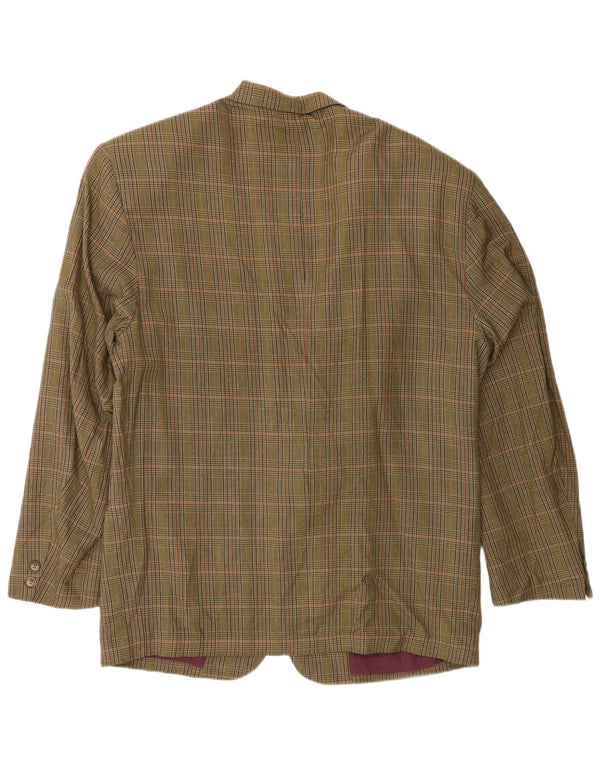 Vintage męska marynarka zapinana na 2 guziki UK 40, duża, khaki, pepitka