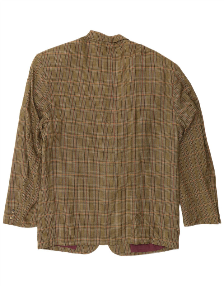 Vintage męska marynarka zapinana na 2 guziki UK 40, duża, khaki, pepitka