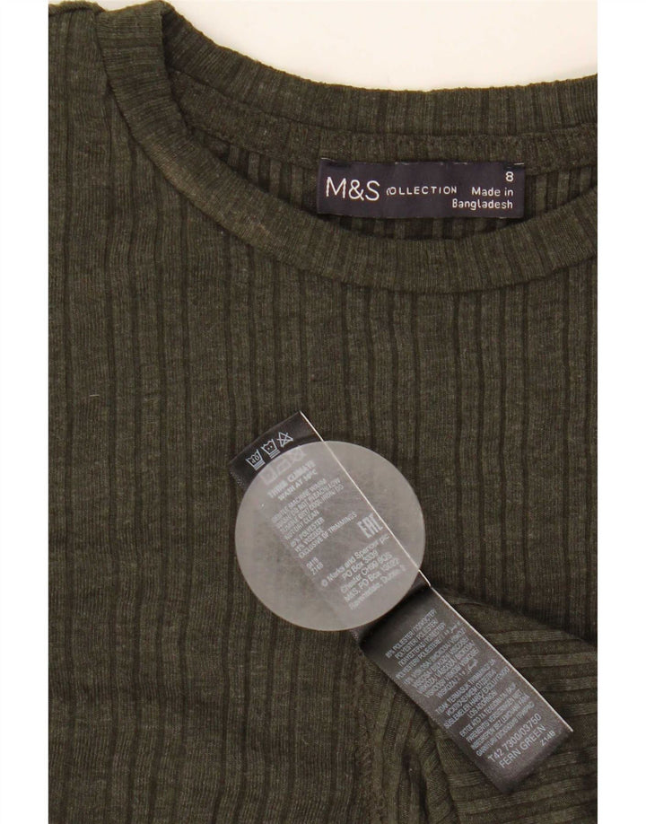 Marks & Spencer Damska sukienka o linii A z długim rękawem, UK 8, mała, khaki, poliester