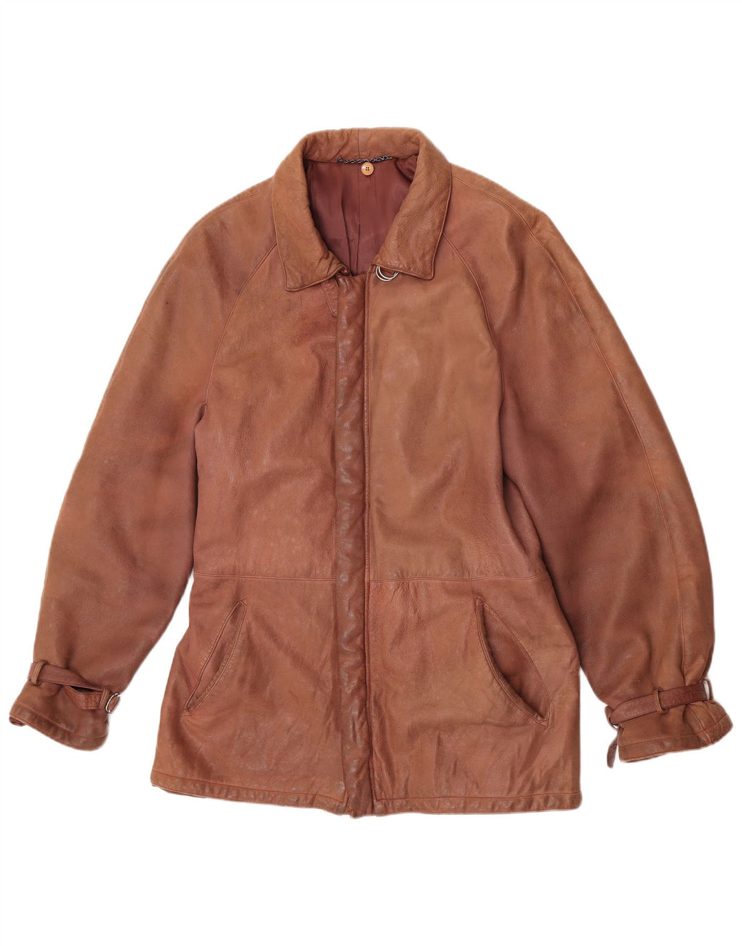 Vintage damska kurtka skórzana IT 52 2XL brązowa