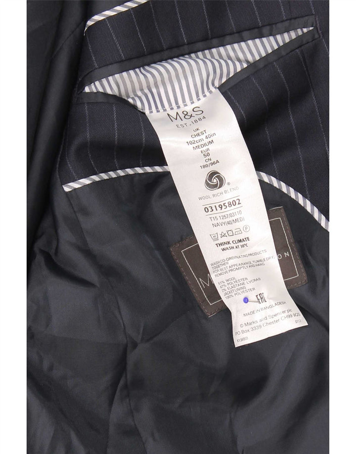 Męska marynarka Marks & Spencer UK 40, średni granat, prążki