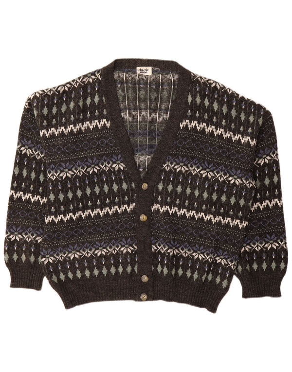 Vintage męski sweter rozpinany XL szary Fair Isle