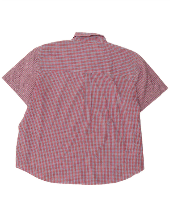 Męska koszula z krótkim rękawem Chaps Easy Care, 4XL, bawełniana w czerwoną kratę