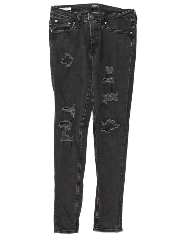 Jack & Jones Męskie Liam Distressed Skinny Jeans W31 L32 Czarne bawełniane
