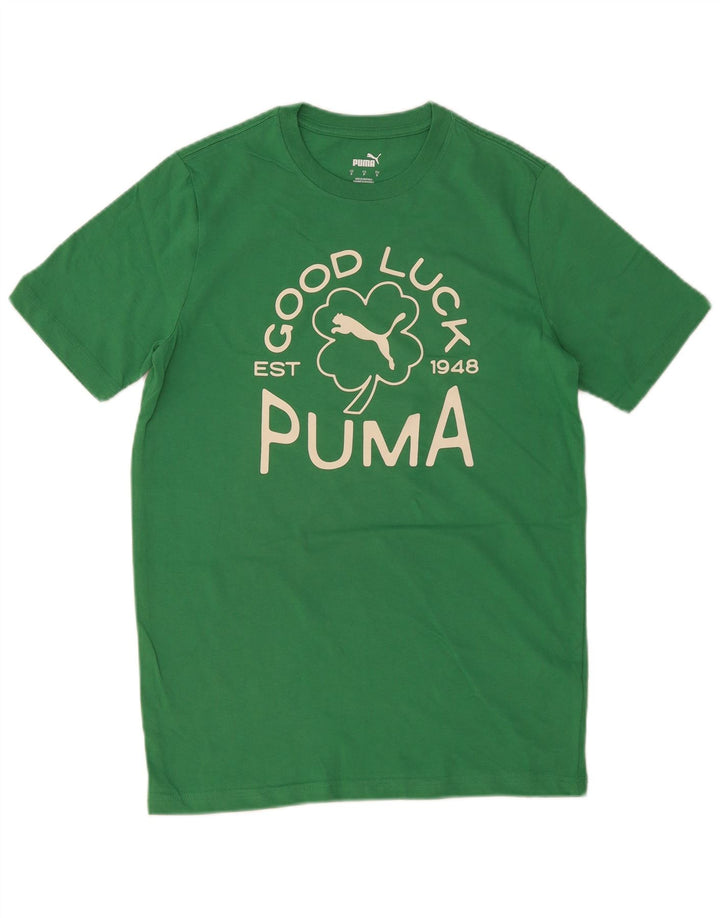 Męski T-shirt Puma z grafiką, mały, zielony, bawełniany