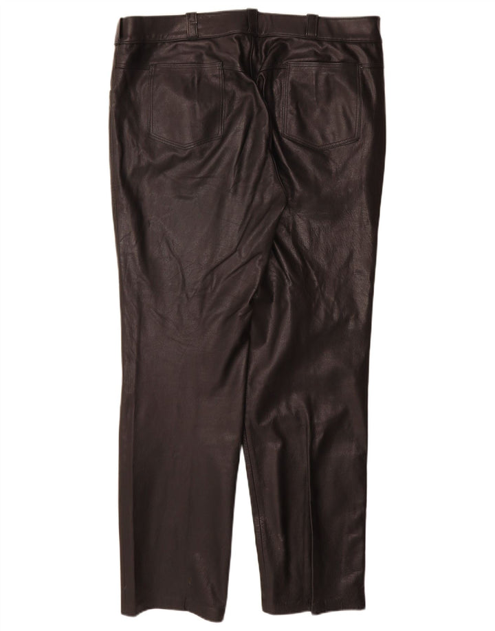 Vintage damskie proste skórzane spodnie W36 L31 czarne