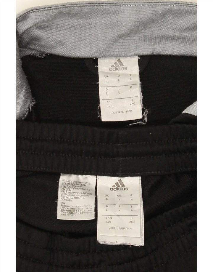 Adidas Męski pełny dres, duży, czarny poliester z blokami kolorów