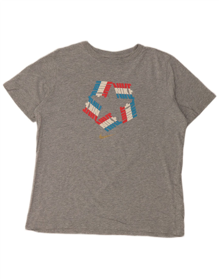 Damski T-shirt NIKE o standardowym kroju z grafiką, UK 18 XL, szara bawełna