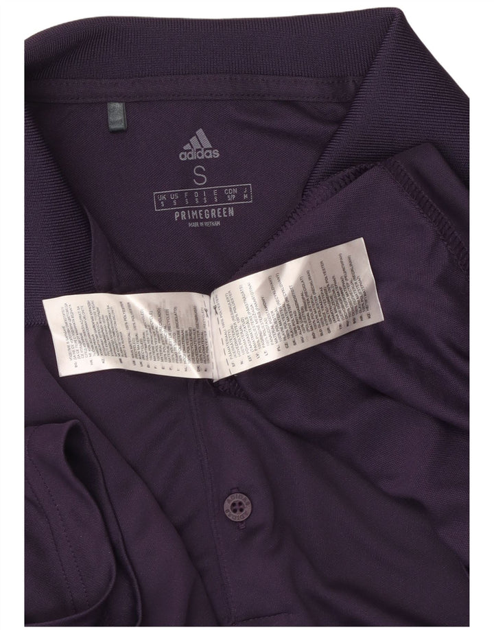 Męska koszulka polo ADIDAS Primegreen, mała, fioletowa, poliestrowa
